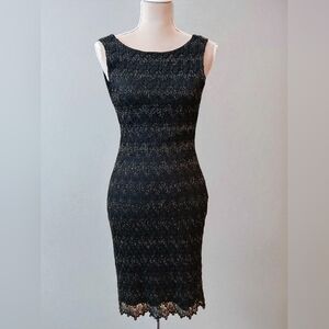 Vtg Y2k Black Gold Open Back Tie Slip Dress Medium Whimsygoth 90s